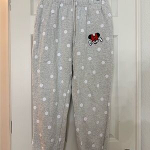 Disney Gray Polka Dot Sweatpants with Mini Mouse Patch